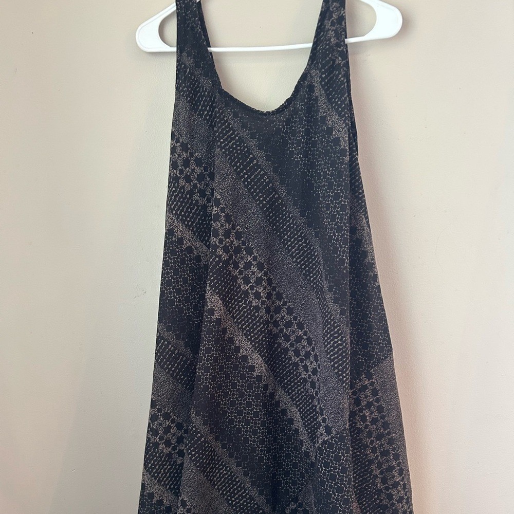 VTG Highness Womens One Size Boho Sleeveless Maxi Dress Black‎ Tan Flowy Summer